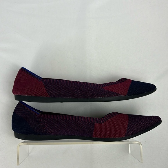 Rothy’s Pointer Ballerina Flats Fabric Comfort Slip-On Shoes Blue Red Size 8 - Picture 10 of 14
